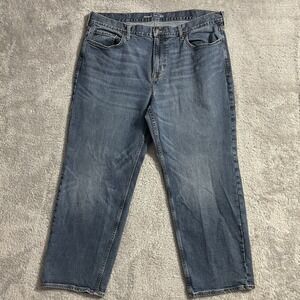 Old Navy Jeans Mens 42x30 Loose‎ Built In Flex Medium Wash Blue Denim Whiskered